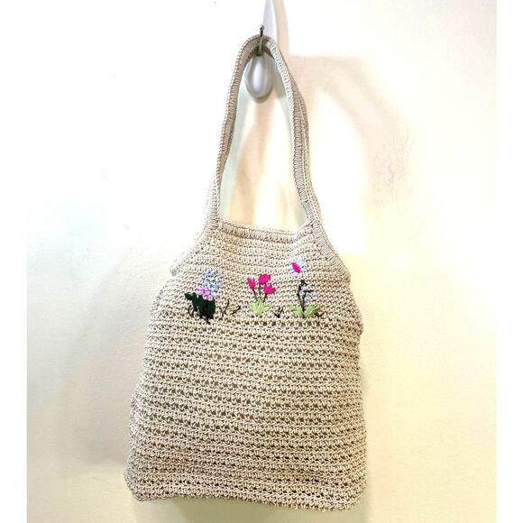 Vtg Crochet Ribbon Embroidered Y2K Summer Mini Purse - Picture 10 of 10